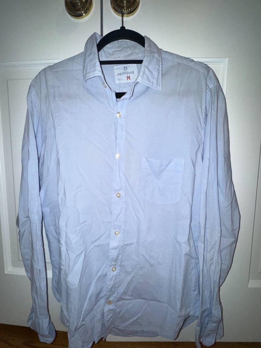 Hartford French Brand Men's Light Blue Button Down Oxford Shirt Size Medium